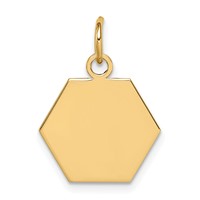14K 15mm Yellow Gold Hexagon Non-enameled Medical Jewelry Pendant view 4