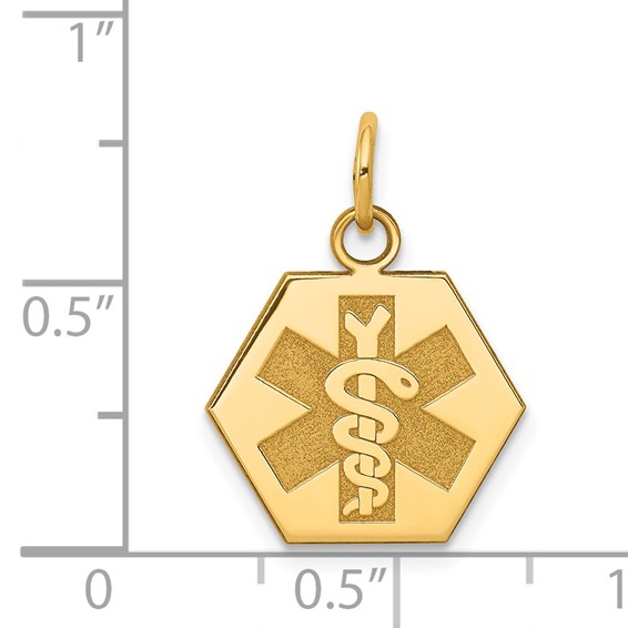 14k 15mm Hexagon Non-enameled Medical Jewelry Pendant