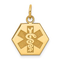 14K 15mm Yellow Gold Hexagon Non-enameled Medical Jewelry Pendant view 1