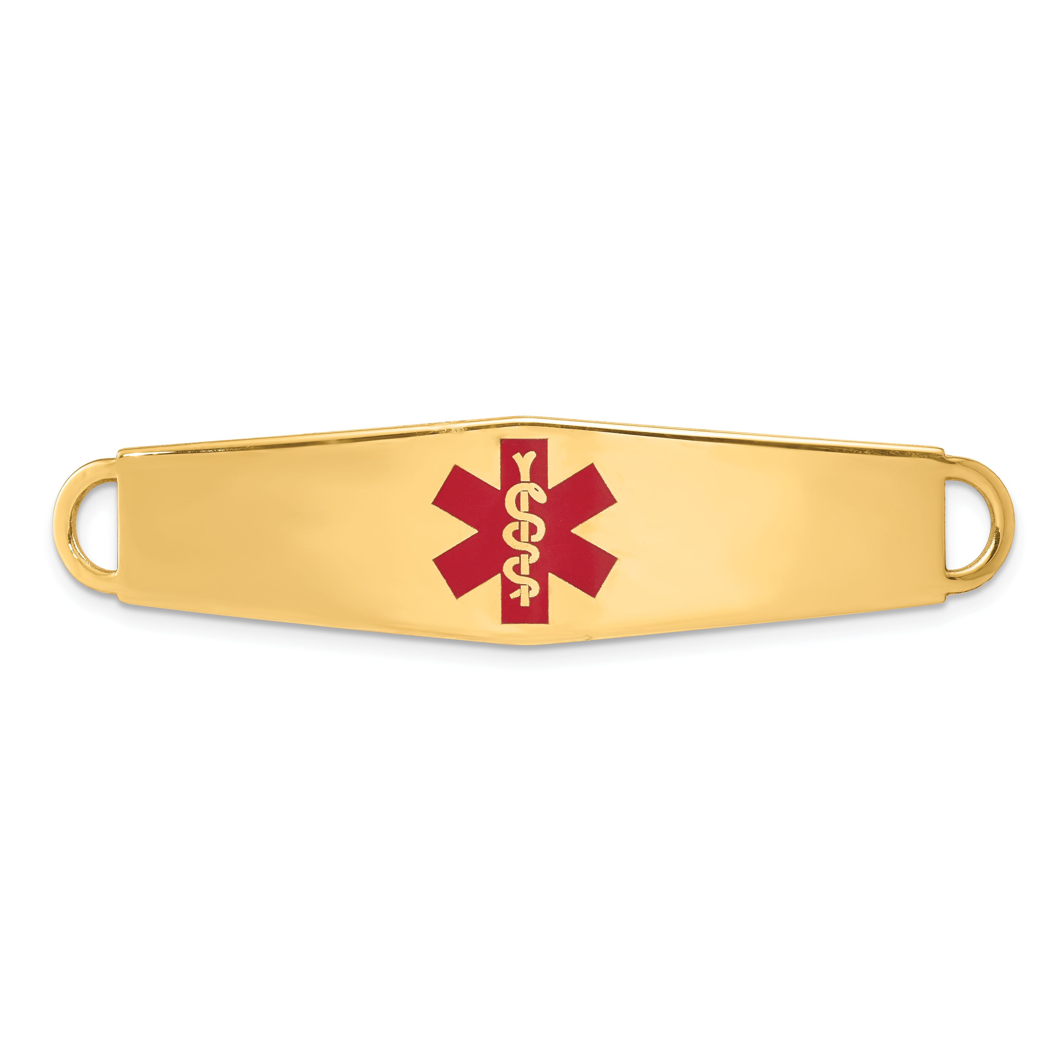 14k 60x13mm Red Enameled Oval Shape Medical ID Plate (XM37)