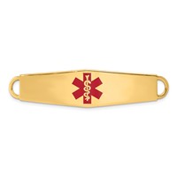 14K Yellow Gold 60x 13mm Red Enameled Oval Shape Medical ID Plate view 1