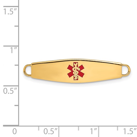 14k 34x8mm Red Enameled Oval Shape Medical ID Plate