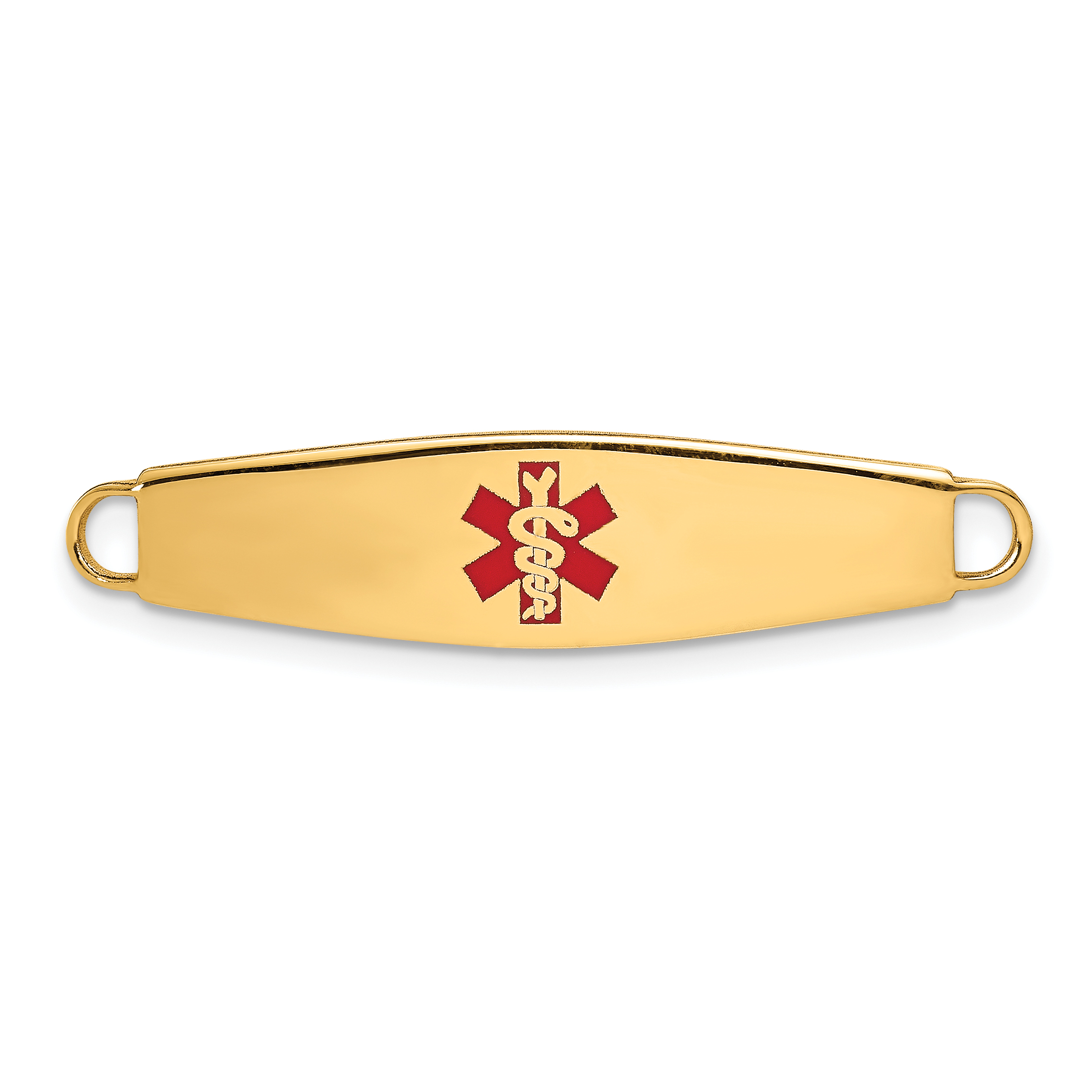 14k 34x8mm Red Enameled Oval Shape Medical ID Plate (XM38)