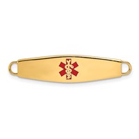 14K 34x8mm Red Enameled Oval Shape Medical ID Plate view 1