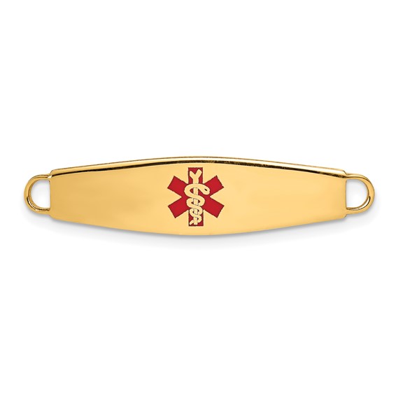 14k 34x8mm Red Enameled Oval Shape Medical ID Plate