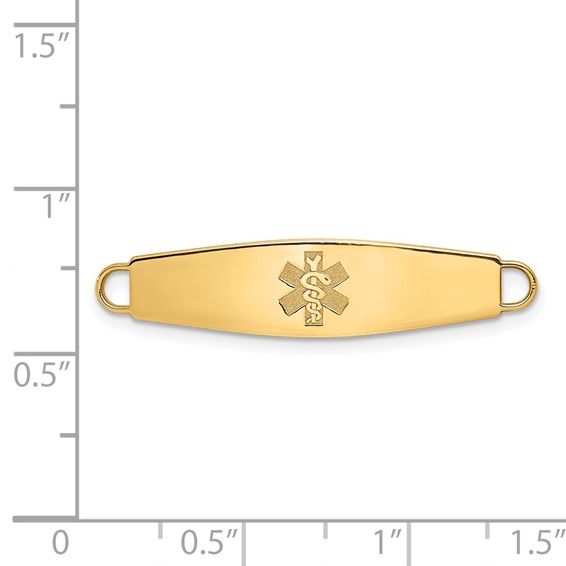 14k 34x8mm Non-enameled Oval Shape Medical ID Plate