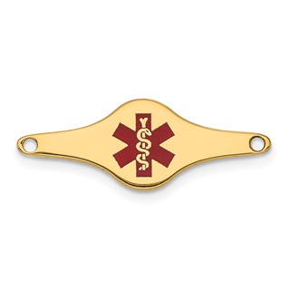 14k 25x9mm Red Enameled Shaped Medical ID Plate