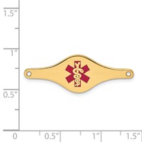 14K Yellow Gold 34x 12mm Red Enameled Shaped Medical ID Plate view 3