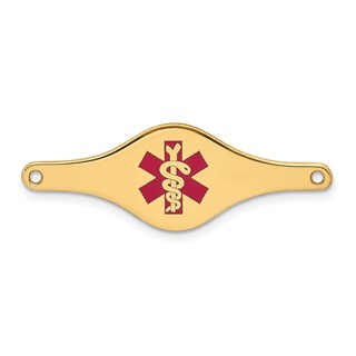 14k 34x12mm Red Enameled Shaped Medical ID Plate