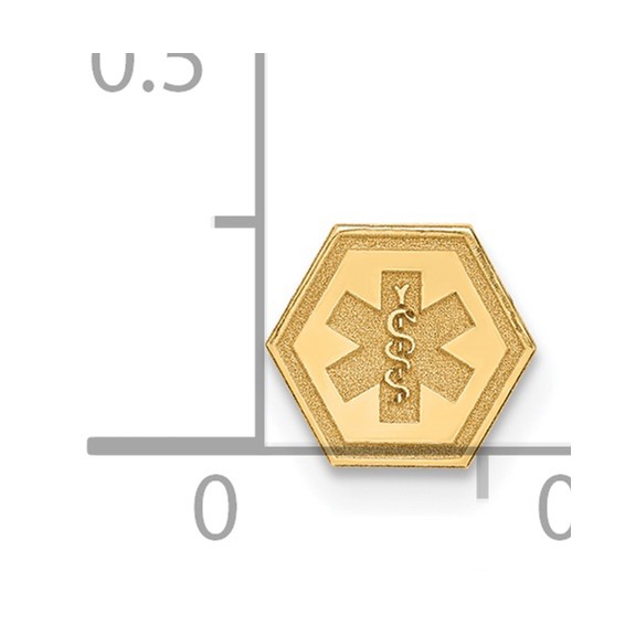 14k 6mm Hexagon Non-enameled Attachable Medical Jewelry Emblem
