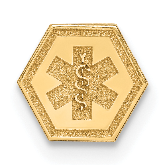 14k 6mm Hexagon Non-enameled Attachable Medical Jewelry Emblem (XM401N)