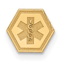 14K 6mm Yellow Gold Hexagon Non-enameled Attachable Medical Jewelry Emblem view 1