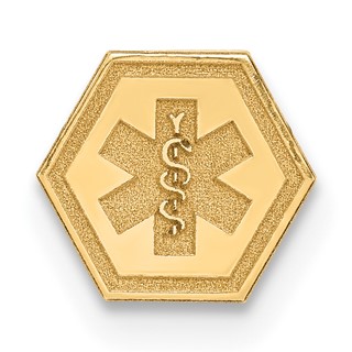 14k 6mm Hexagon Non-enameled Attachable Medical Jewelry Emblem