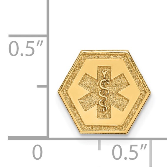 14k 9.5mm Hexagon Non-enameled Attachable Medical  Jewelry Emblem