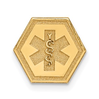 14k 9.5mm Hexagon Non-enameled Attachable Medical  Jewelry Emblem