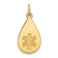 14K Yellow Gold 20x 11.5mm Teardrop Non-enameled Medical Jewelry Pendant view 1