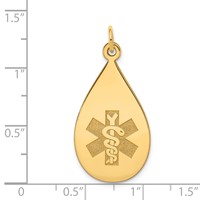 14K Yellow Gold 28x 16mm Teardrop Non-enameled Medical Jewelry Pendant view 3
