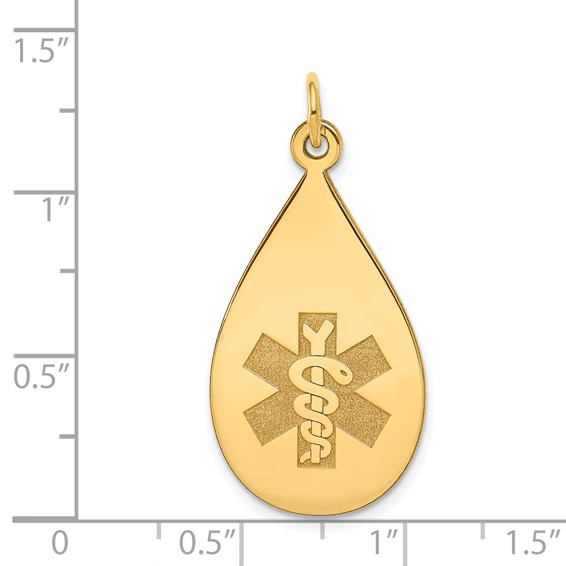 14k 28x16mm Teardrop Non-enameled Medical Jewelry Pendant
