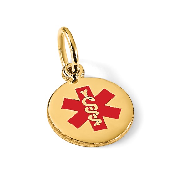 10k Red Enamel Medical Jewelry Pendant
