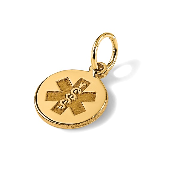 14k 9.5mm Round Non-enameled Medical Jewelry Pendant