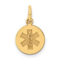 14K 9.5mm Yellow Gold Round Non-enameled Medical Jewelry Pendant view 1