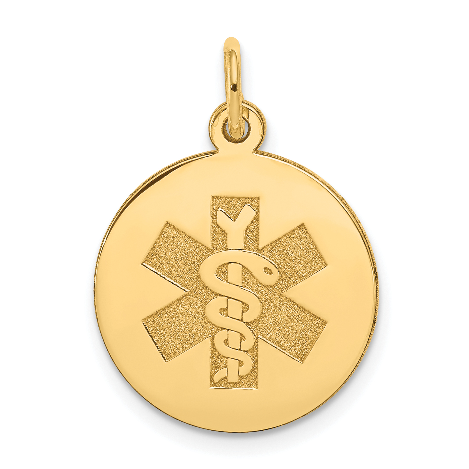 14k 16mm Round Non-enameled Medical Jewelry Pendant (XM407N)