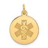 14K 16mm Yellow Gold Round Non-enameled Medical Jewelry Pendant view 1