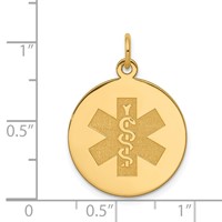 14K 19mm Yellow Gold Round Non-enameled Medical Jewelry Pendant view 3