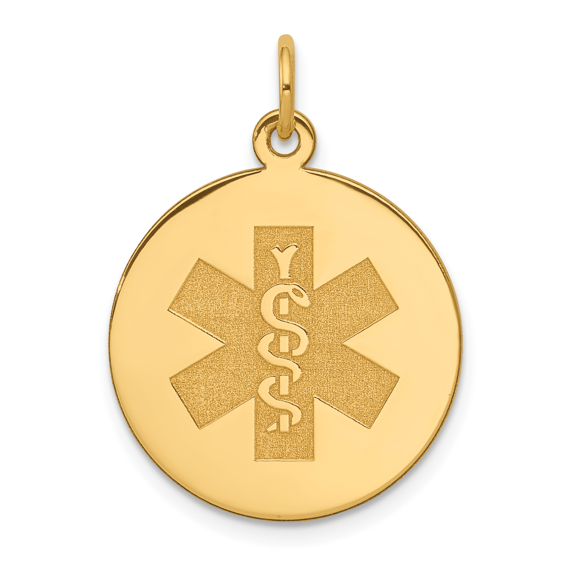 14k 19mm Round Non-enameled Medical Jewelry Pendant (XM408N)