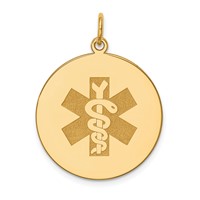 14K 22mm Yellow Gold Round Non-enameled Medical Jewelry Pendant view 1