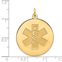 14K 25mm Yellow Gold Round Non-enameled Medical Jewelry Pendant view 3