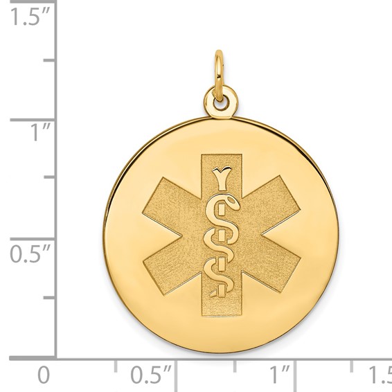 14k 25mm Round Non-enameled Medical Jewelry Pendant