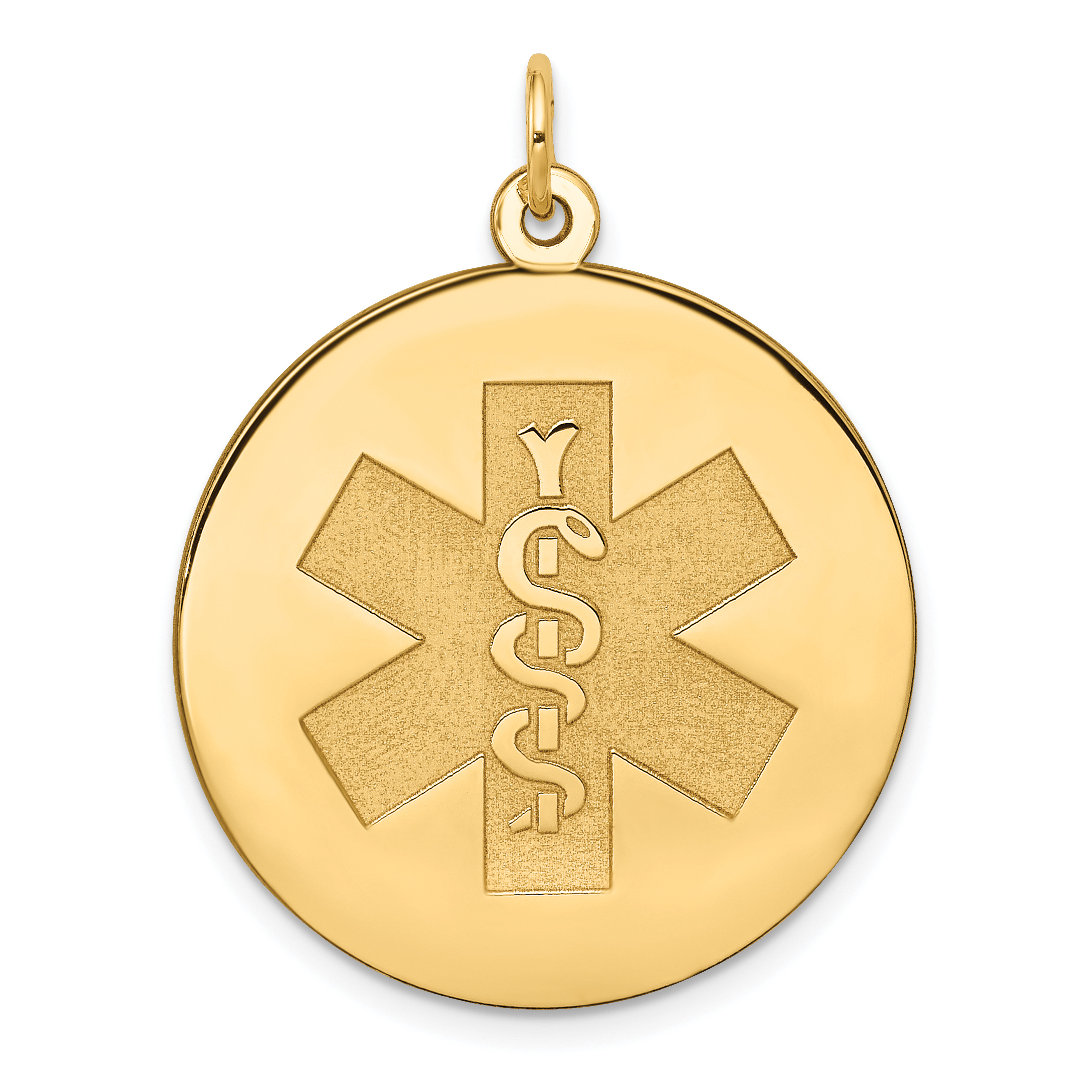 14k 25mm Round Non-enameled Medical Jewelry Pendant (XM410N)