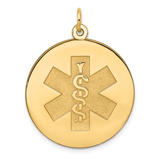 14k 25mm Round Non-enameled Medical Jewelry Pendant