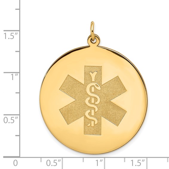 14k 32mm Round Non-enameled Medical Jewelry Pendant