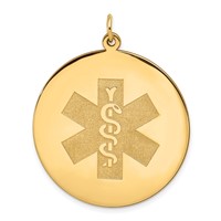 14K 32mm Yellow Gold Round Non-enameled Medical Jewelry Pendant view 1