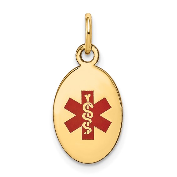10k Red Enamel Medical Jewelry Pendant