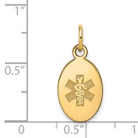 14K Yellow Gold 16x 9.5mm Oval Non-enameled Medical Jewelry Pendant view 3