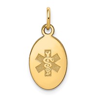 14K Yellow Gold 16x 9.5mm Oval Non-enameled Medical Jewelry Pendant view 1