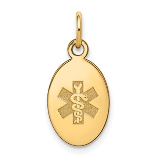 14k 16x9.5mm Oval Non-enameled Medical Jewelry Pendant