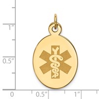 14K Yellow Gold 23x 16.5mm Oval Non-enameled Medical Jewelry Pendant view 2