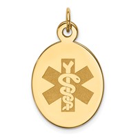 14K Yellow Gold 23x 16.5mm Oval Non-enameled Medical Jewelry Pendant view 1