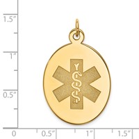 14K Yellow Gold 31x 22mm Oval Non-enameled Medical Jewelry Pendant view 3