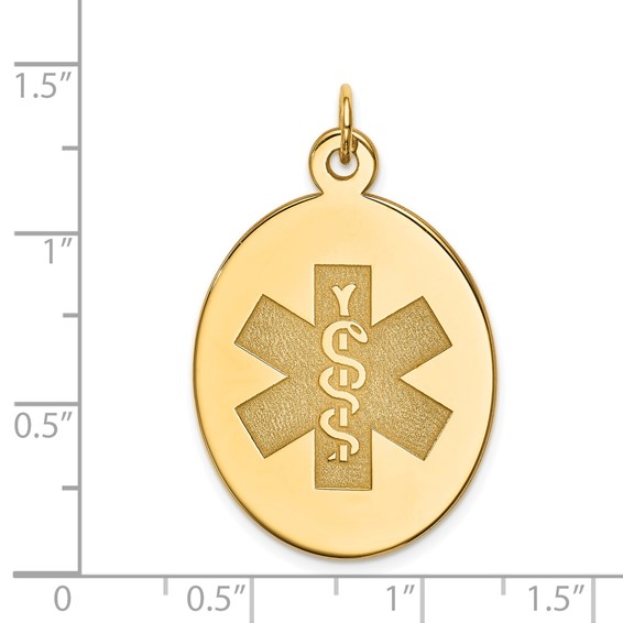 14k 31x22mm Oval Non-enameled Medical Jewelry Pendant