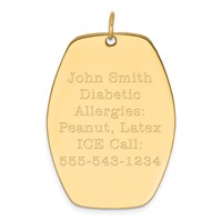 14K Yellow Gold 36x 27mm Red Enameled Medical Jewelry Pendant view 4
