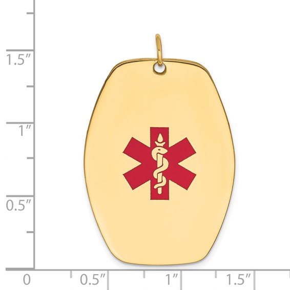 14k 36x27mm Red Enameled Medical Jewelry Pendant