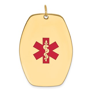 14k 36x27mm Red Enameled Medical Jewelry Pendant