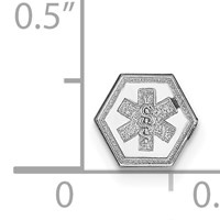 14K White Gold 6mm Hexagon Non-enameled Attachable Medical Jewelry Emblem view 2