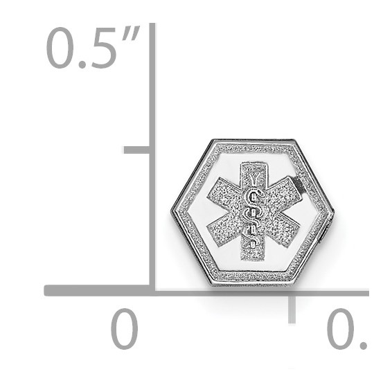 14k White Gold 6mm Hexagon Non-enameled Attachable Medical Jewelry Emblem