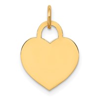14K Plain .013 Gauge Engravable Heart 15x12mm Disc Charm view 1